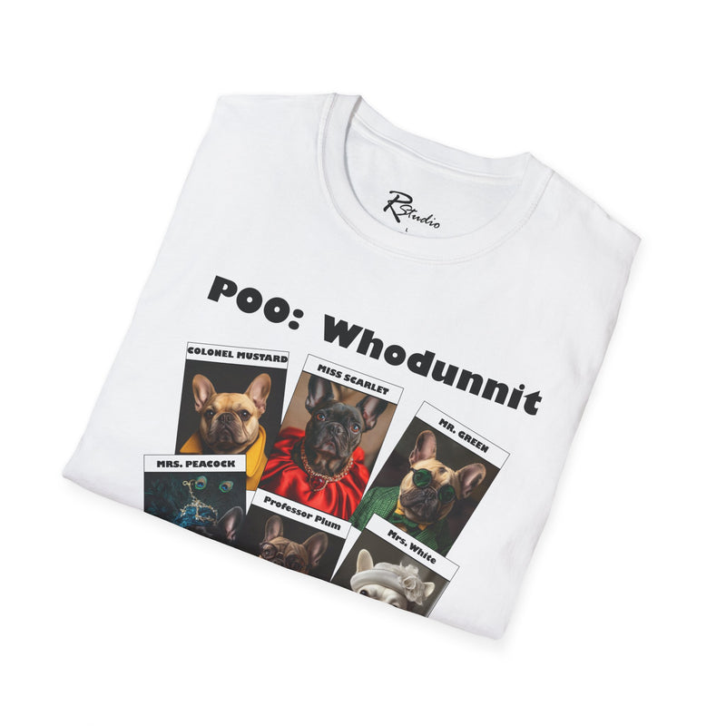 French Bulldog Movie Mystery Parody Unisex Softstyle T-Shirt