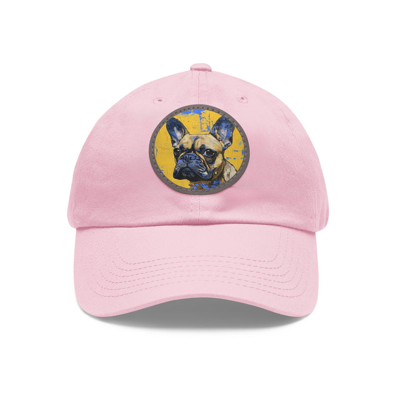 French Bulldog Design Dad Hat - Fine Art Inspired Vegan Leather Patch