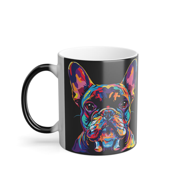 11oz Color Morphing Mug - Fine Art Multi-Colored French Bulldog Design