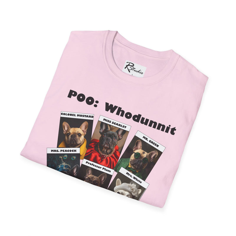 French Bulldog Movie Mystery Parody Unisex Softstyle T-Shirt