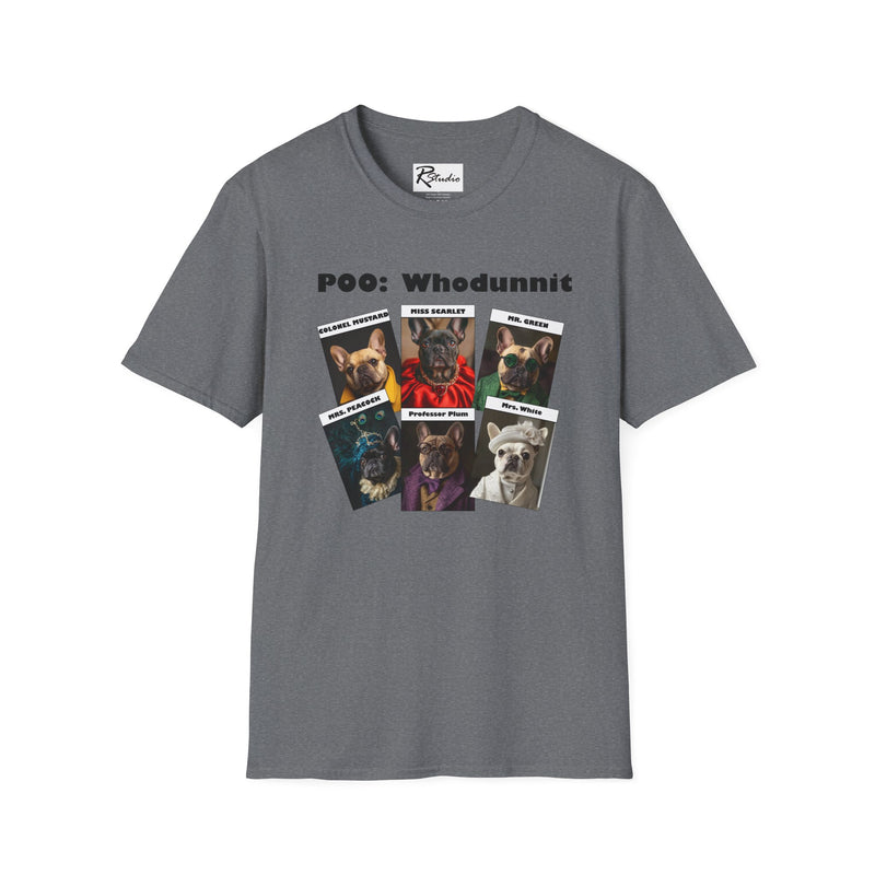 French Bulldog Movie Mystery Parody Unisex Softstyle T-Shirt