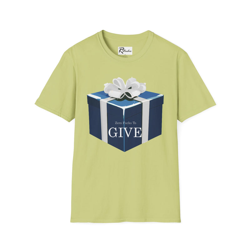 "Zero f-*&s to GIVE" Blue Box Unisex Softstyle T-Shirt