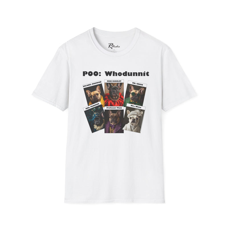 French Bulldog Movie Mystery Parody Unisex Softstyle T-Shirt