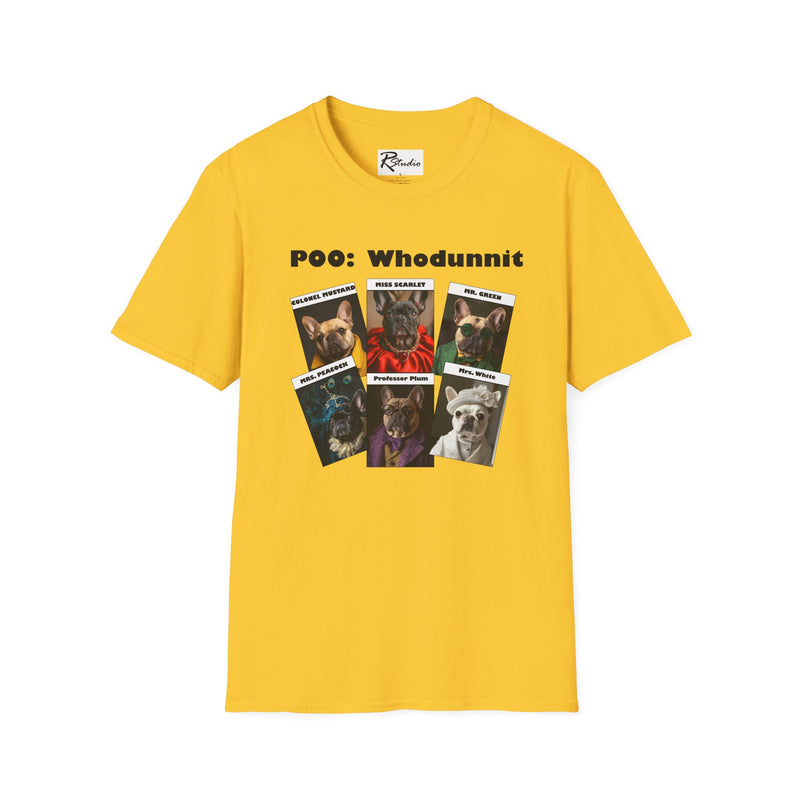 French Bulldog Movie Mystery Parody Unisex Softstyle T-Shirt