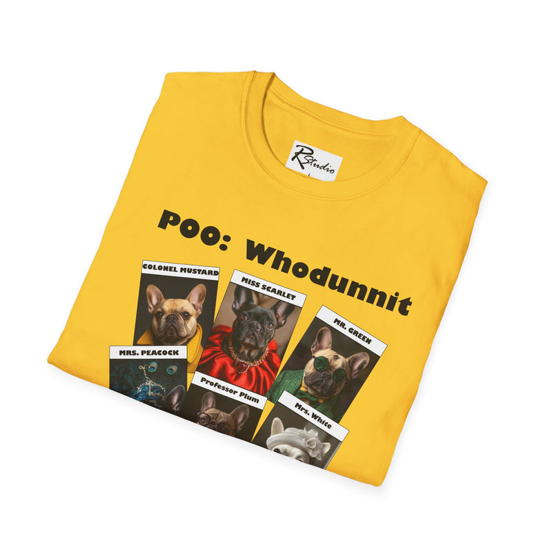 French Bulldog Movie Mystery Parody Unisex Softstyle T-Shirt