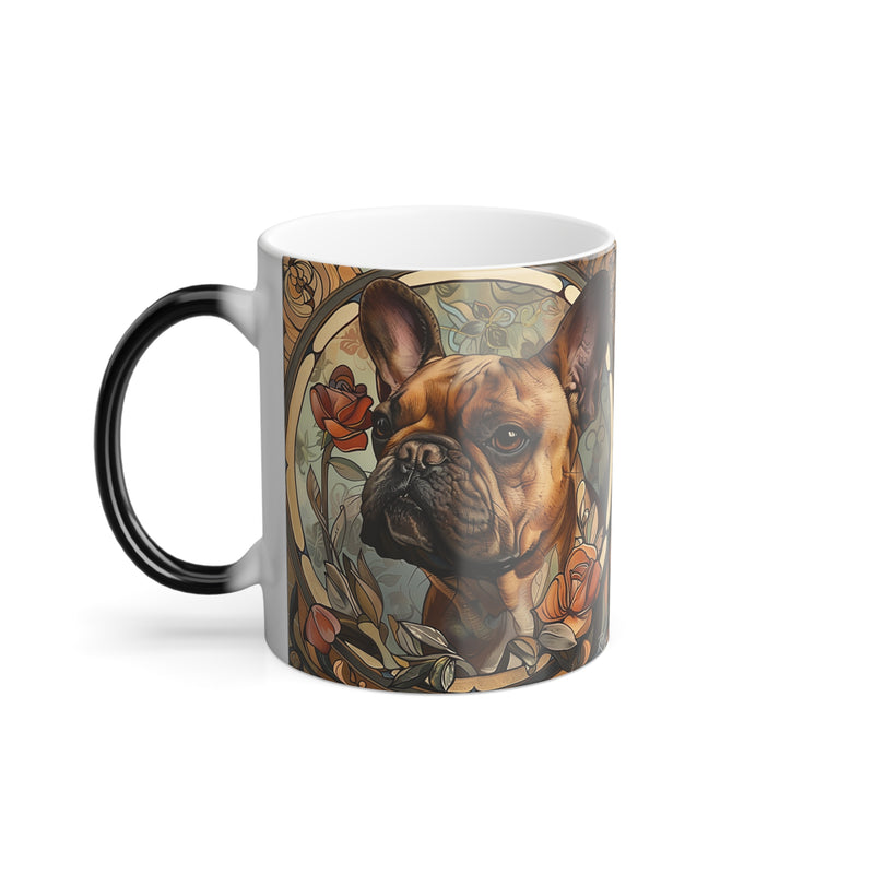 Art Nouveau Fine Art Inspired Multi-Colored French Bulldog Color Morphing Mug, 11oz
