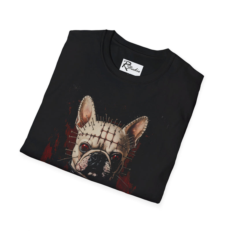 French Bulldog Halloween Pinhead Demon Cenobite Fine Art Unisex Softstyle T-Shirt