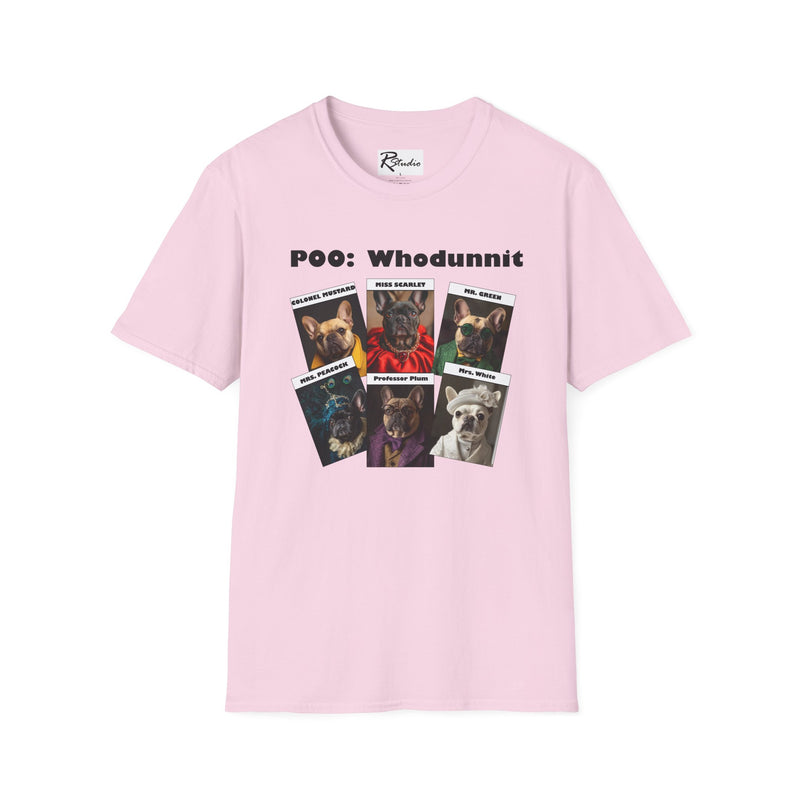 French Bulldog Movie Mystery Parody Unisex Softstyle T-Shirt