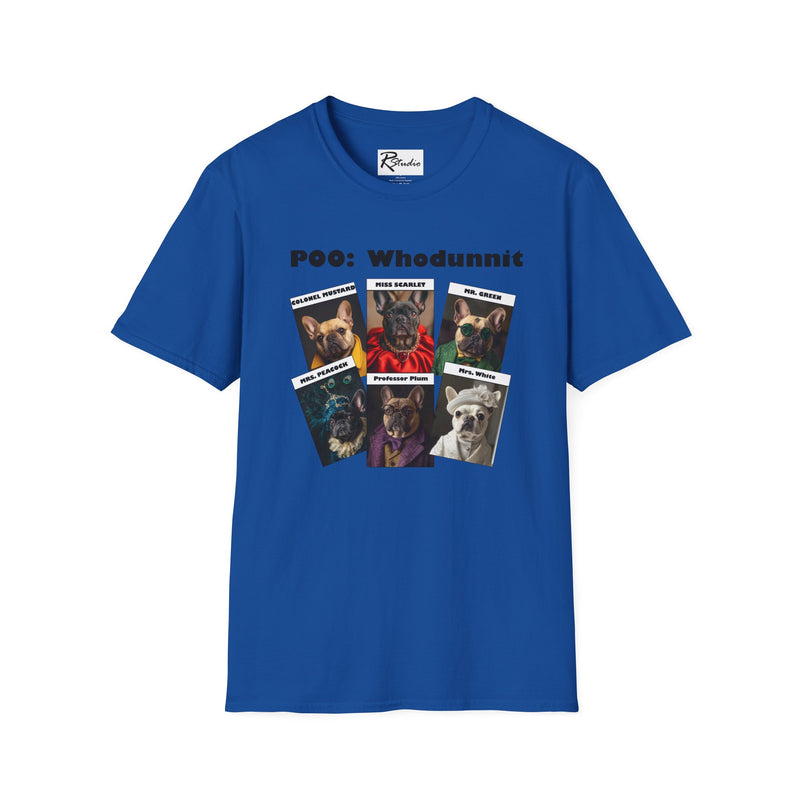 French Bulldog Movie Mystery Parody Unisex Softstyle T-Shirt