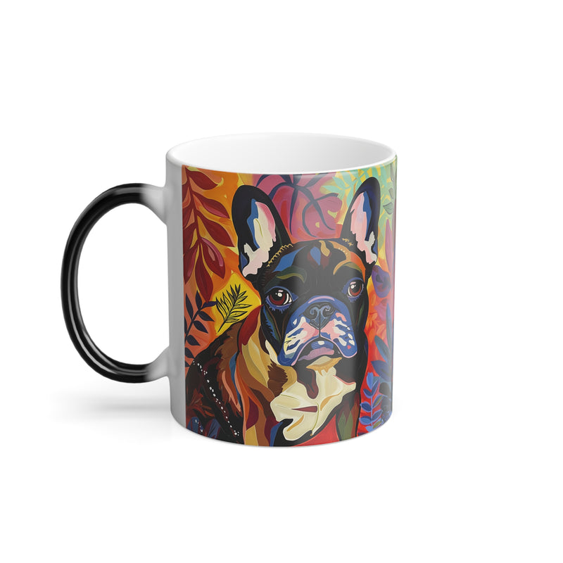 11oz Color Morphing Mug - Fine Art Multi-Colored French Bulldog Design