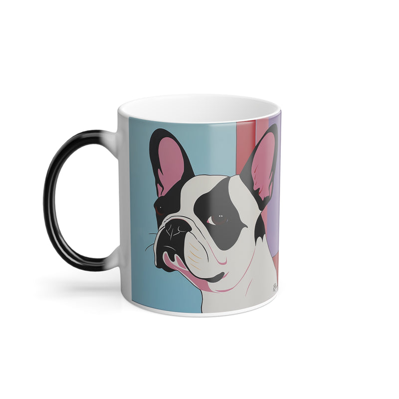 11oz Color Morphing Mug - Fine Art Multi-Colored French Bulldog Design