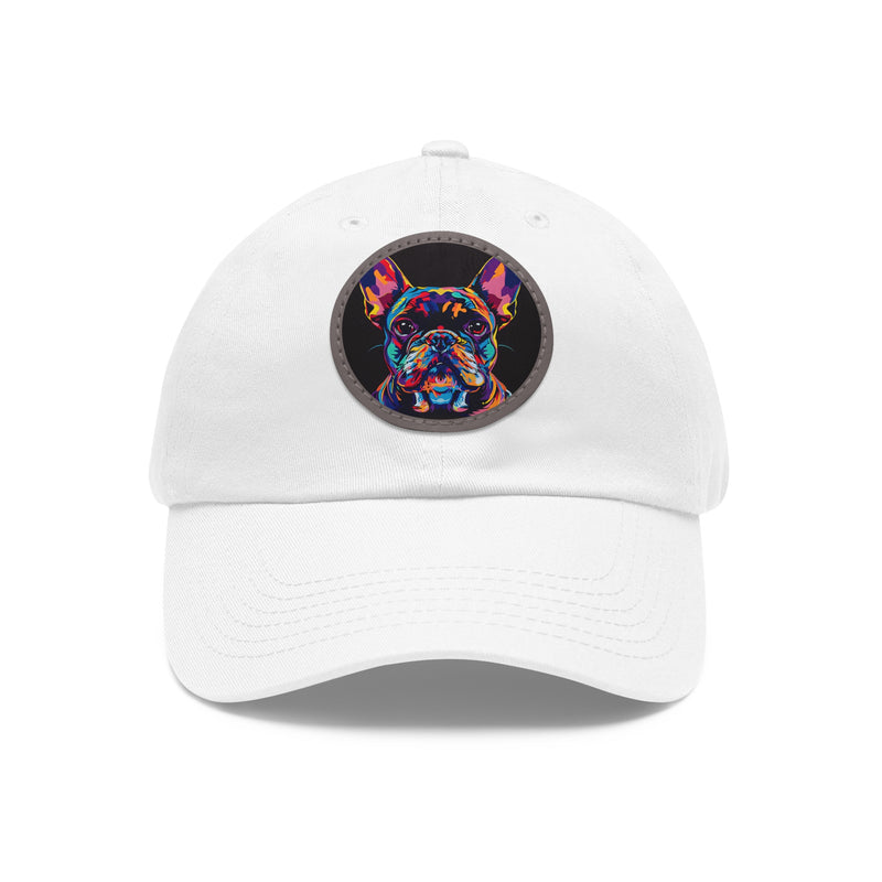 French Bulldog Design Dad Hat - Fine Art Inspired Vegan Leather Patch