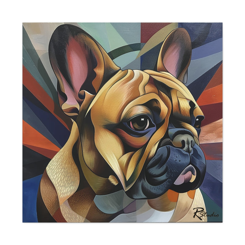 Art Deco Inspired French Bulldog Multi-Colored Printed Canvas