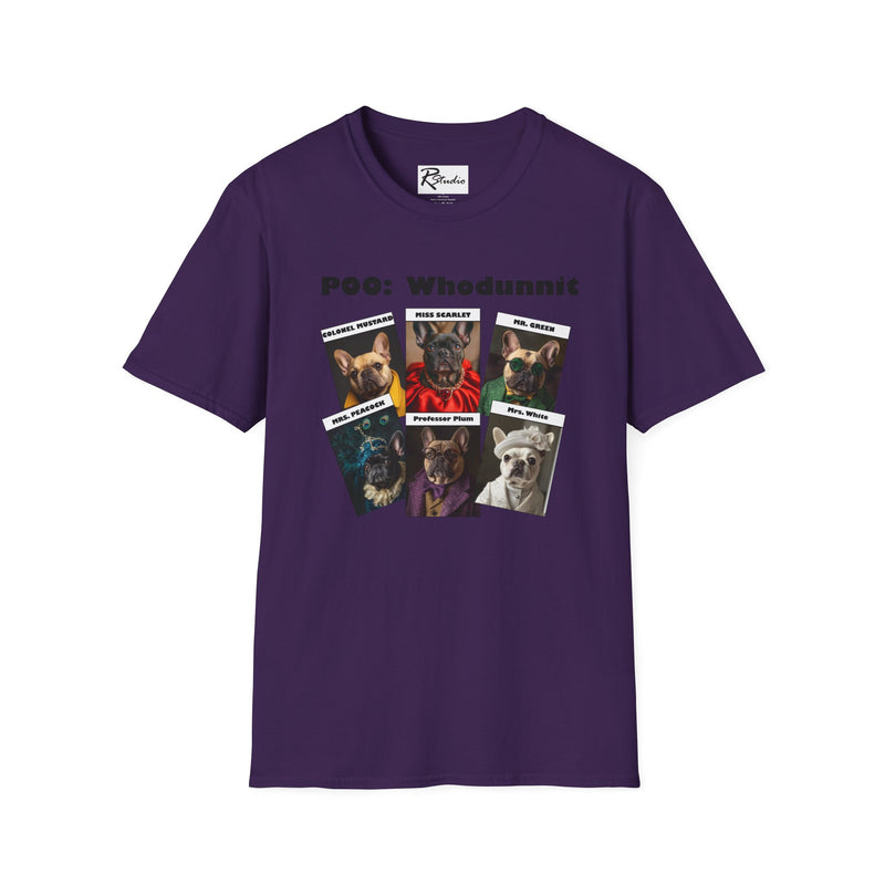 French Bulldog Movie Mystery Parody Unisex Softstyle T-Shirt
