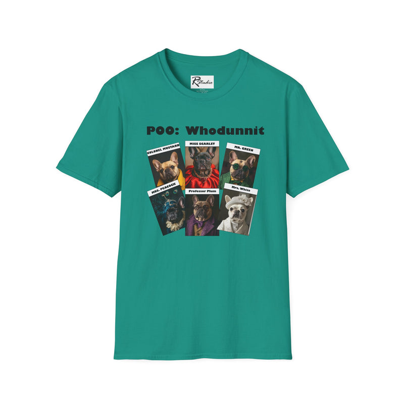 French Bulldog Movie Mystery Parody Unisex Softstyle T-Shirt