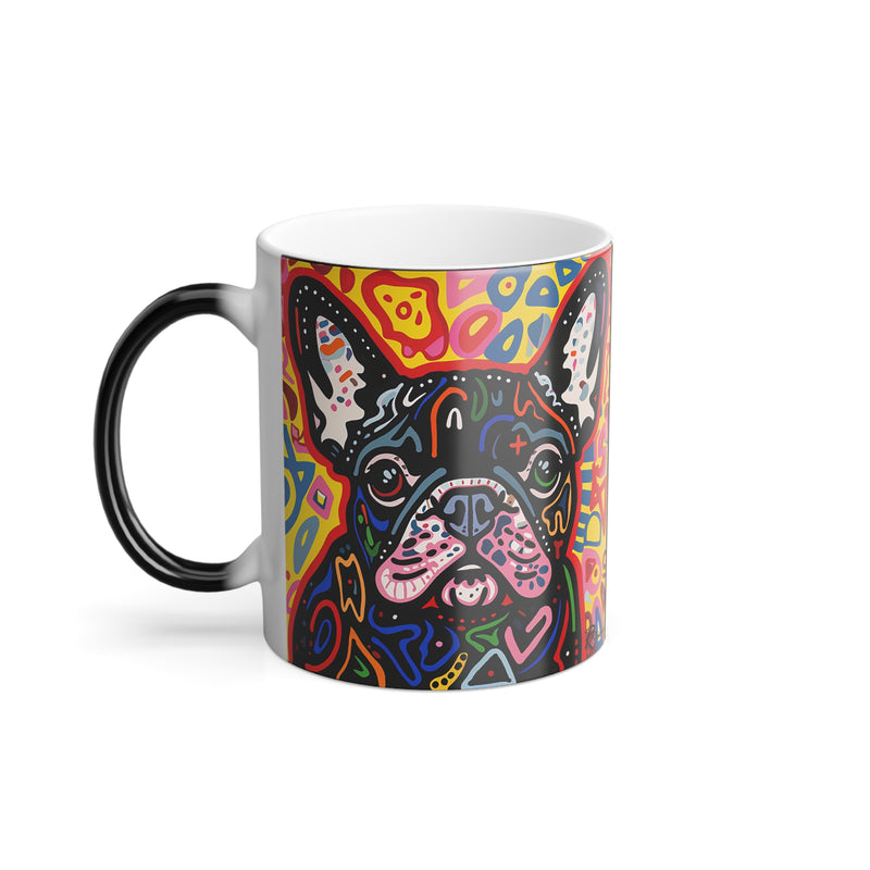 11oz Color Morphing Mug - Fine Art Multi-Colored French Bulldog Design