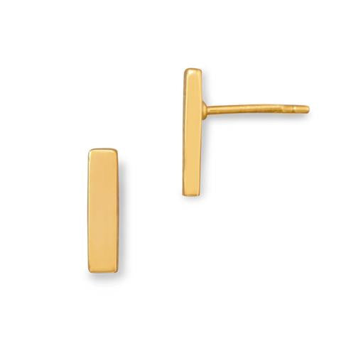 Madison 14 Karat Gold Plated Bar Stud Earrings - Shop R Studio