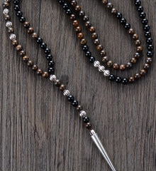 Paxton Bronzite and Black Onyx Men's necklace with Spike Pendant - Shop R Studio